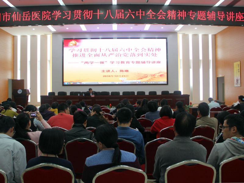 仙岳医院举办《学习贯彻党的十八届六中全会精神 推进全面从严治党落到实处》专题讲座